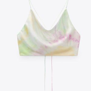 Zara Satin Tie Dye Cropped Camisole